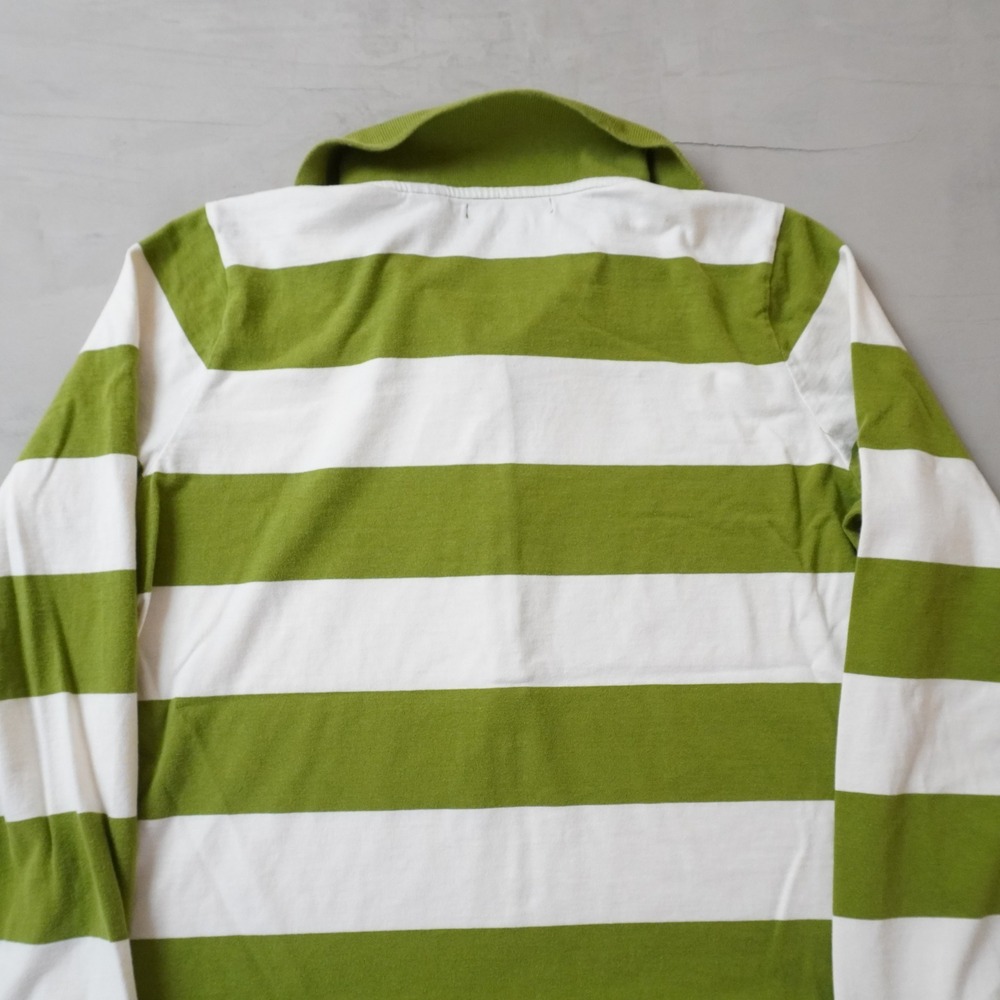 Liz Claiborne Womens XL Green White Striped Long Sleeve Polo Shirt Casual Cotton - Picture 2 of 6